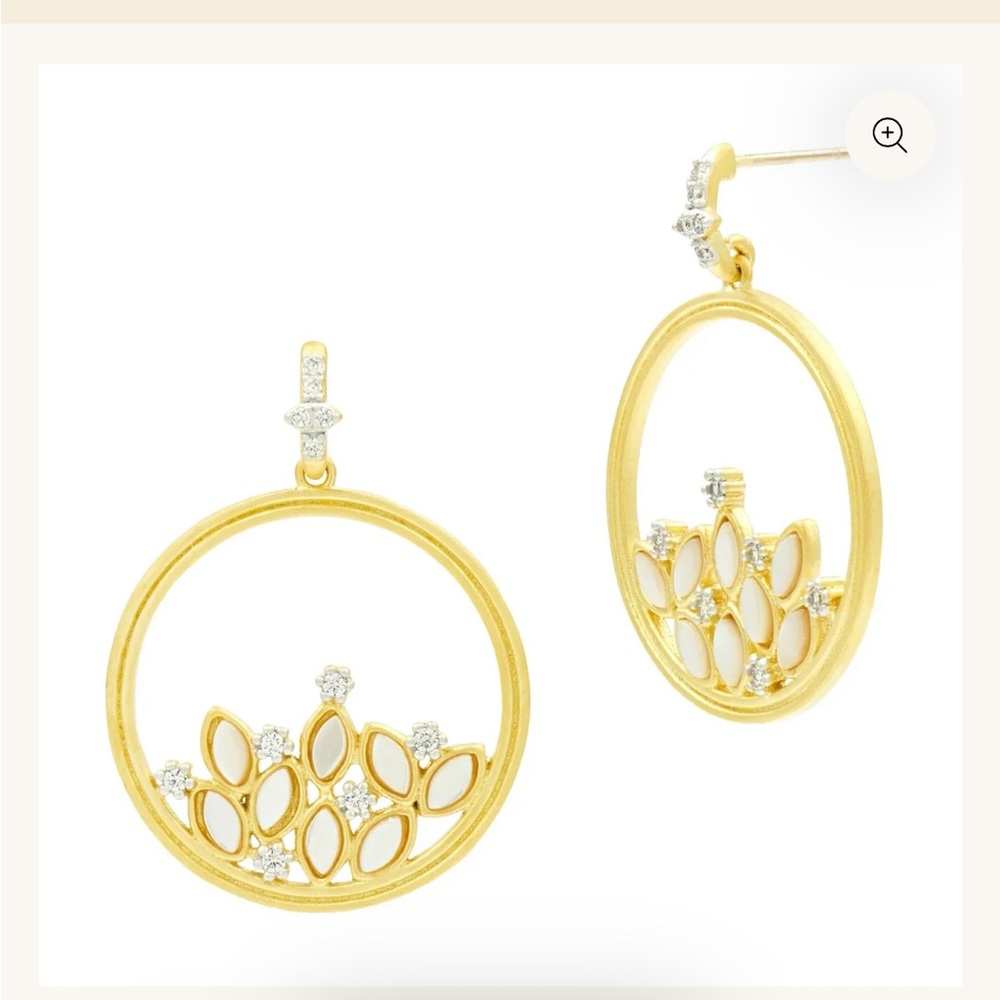 FREIDA ROTHMAN ARMOR OF HOPE MOP CLUSTER OPEN HOOP EARRINGS